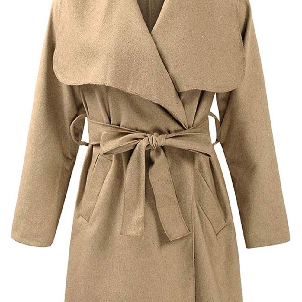 Romacci womens lapel long sleeve trench Jacket - Picture 2 of 6